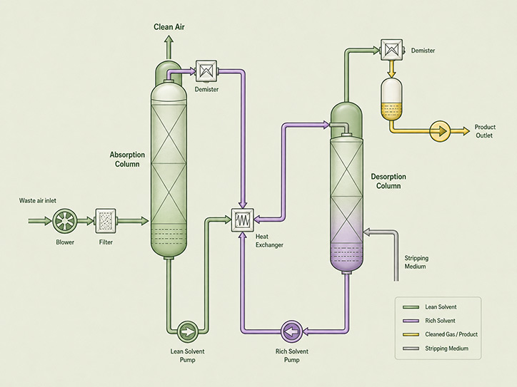 General flow sheet for Genosorb VOC recovery system